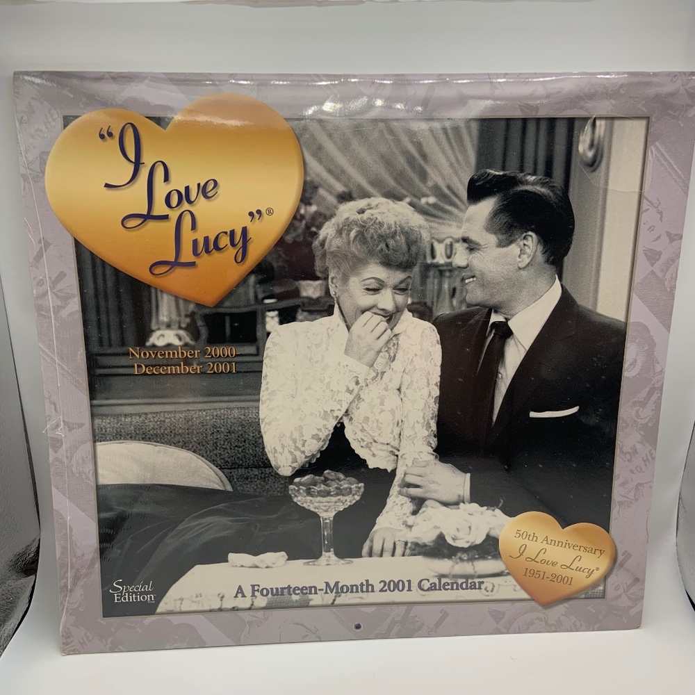 VTG I Love Lucy Lucille Ball Lucy & Ricky 50th Anniversary 2001 Calendar SEALED!